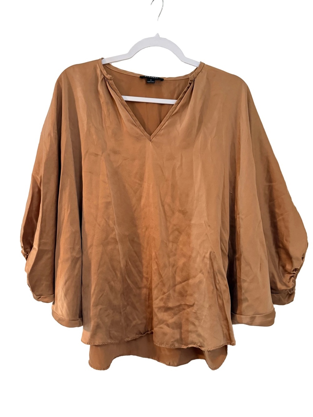 Acrobat 100% Silk Balloon Sleeve Brown Blouse EUC S